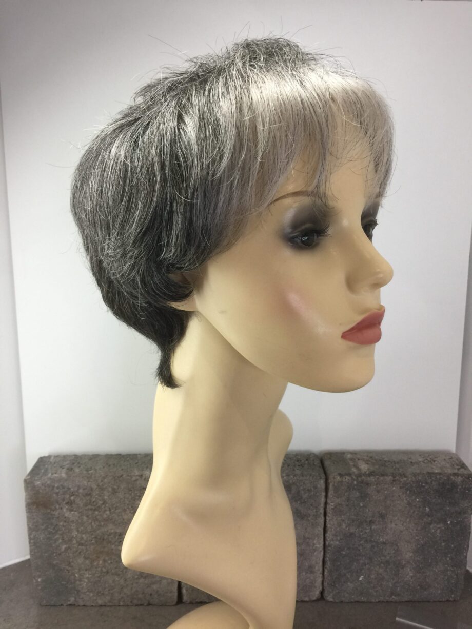 Silver grey soft cap  wig. Pplgss770