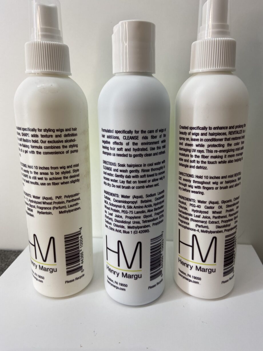 Shampoo, sprits and conditioning mist.
