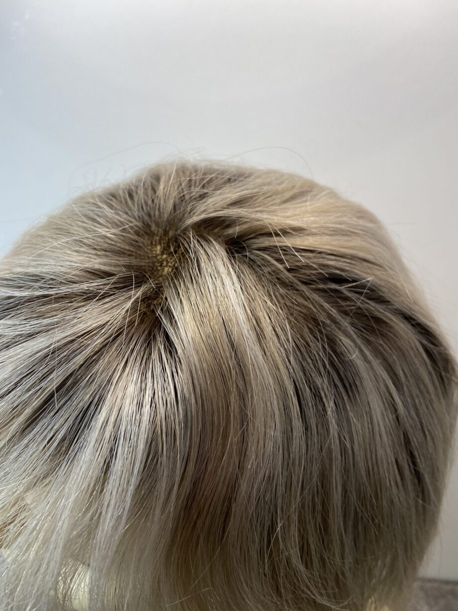 Sleek stylish silver rooted wig. Soft cap.   Gms97