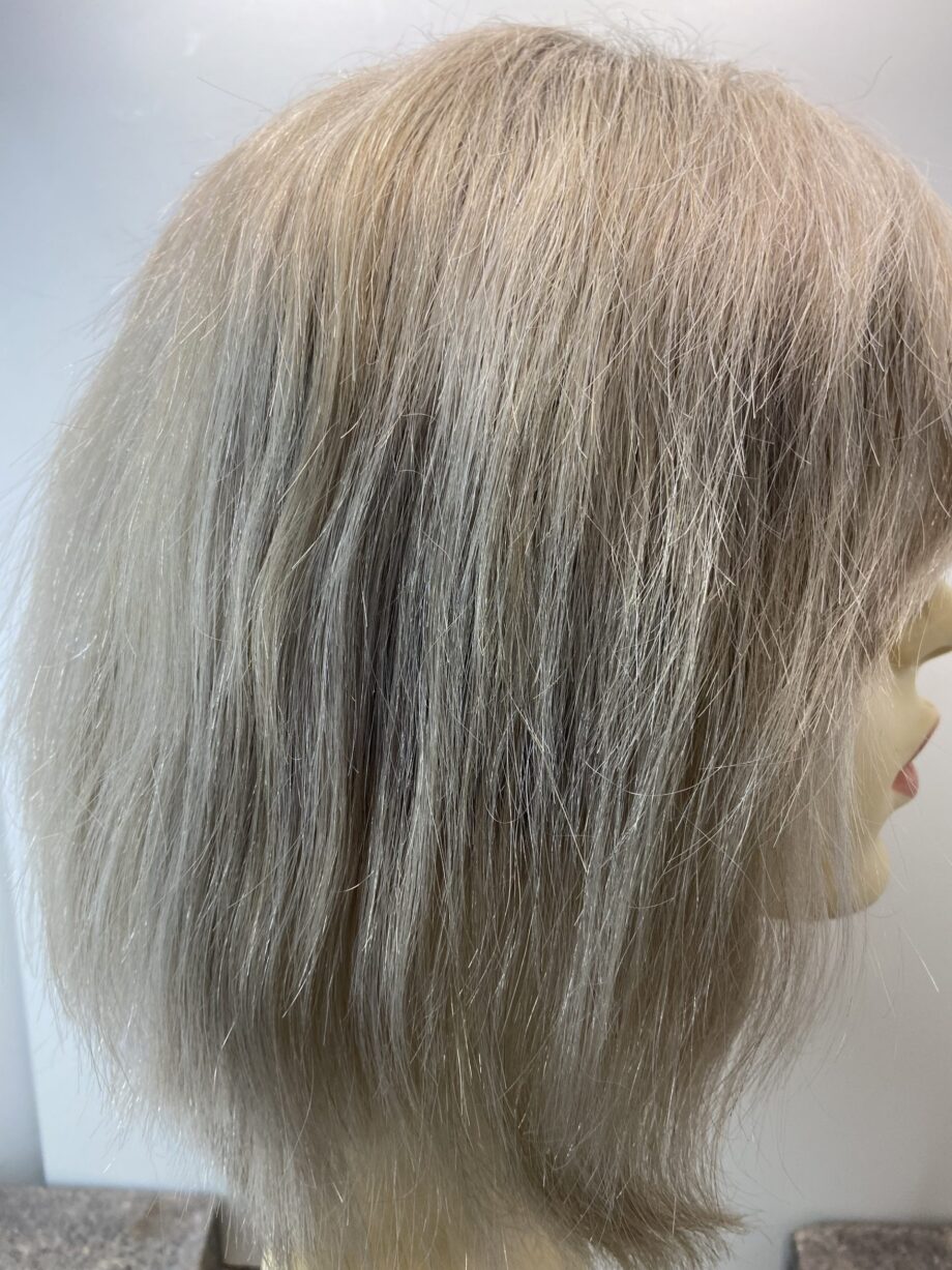 Sleek stylish silver rooted wig. Soft cap.   Gms97