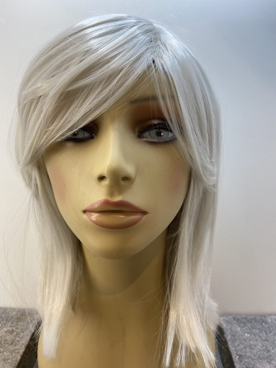 Silver white long sleek wig. Wls89
