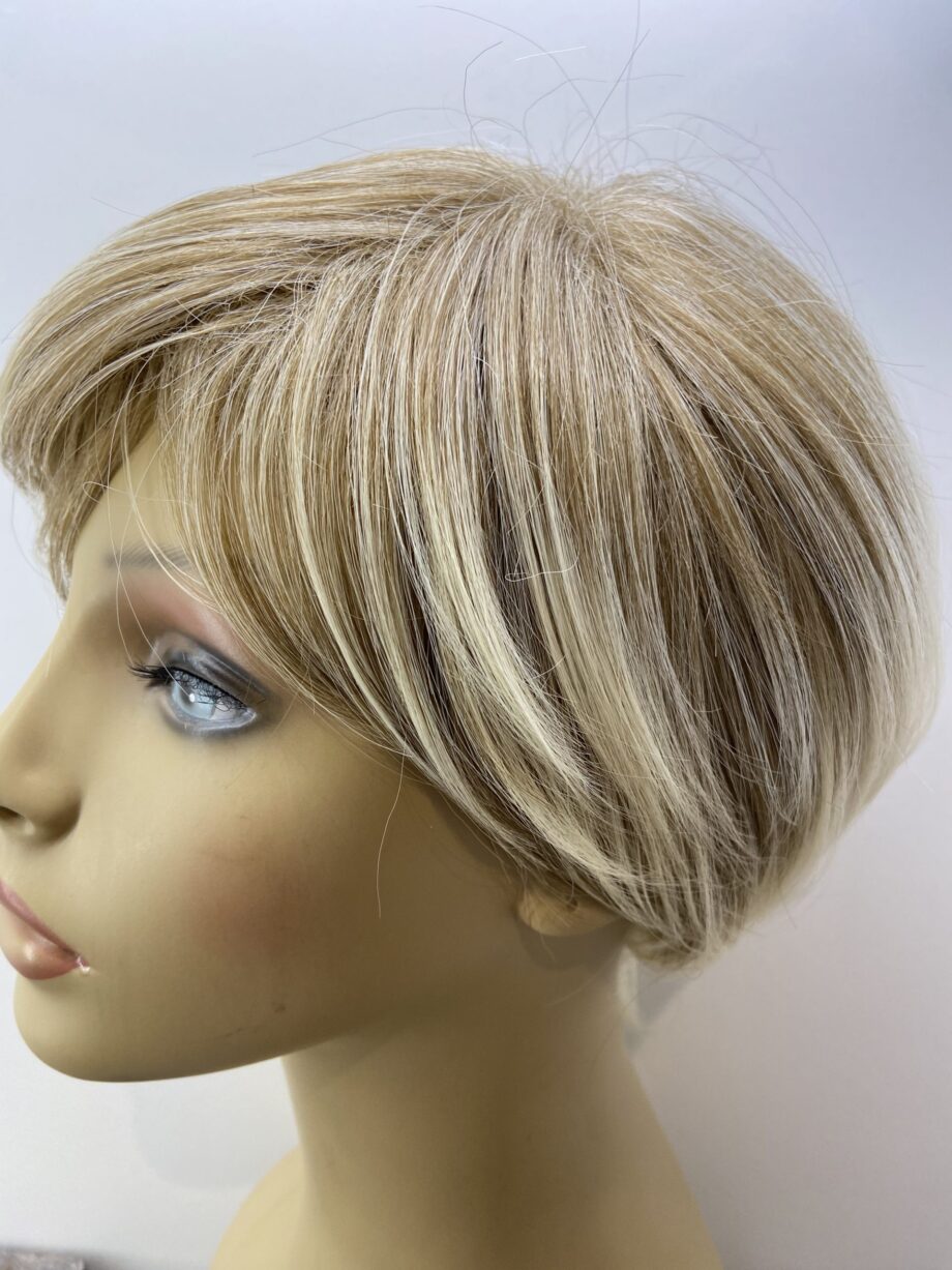 Short blonde highlighted wig. Blss41