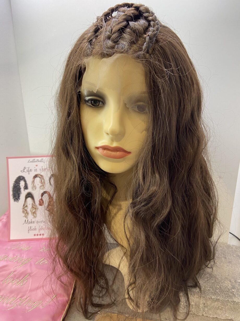 Extra long wavy soft cap brown wig. Brlc49