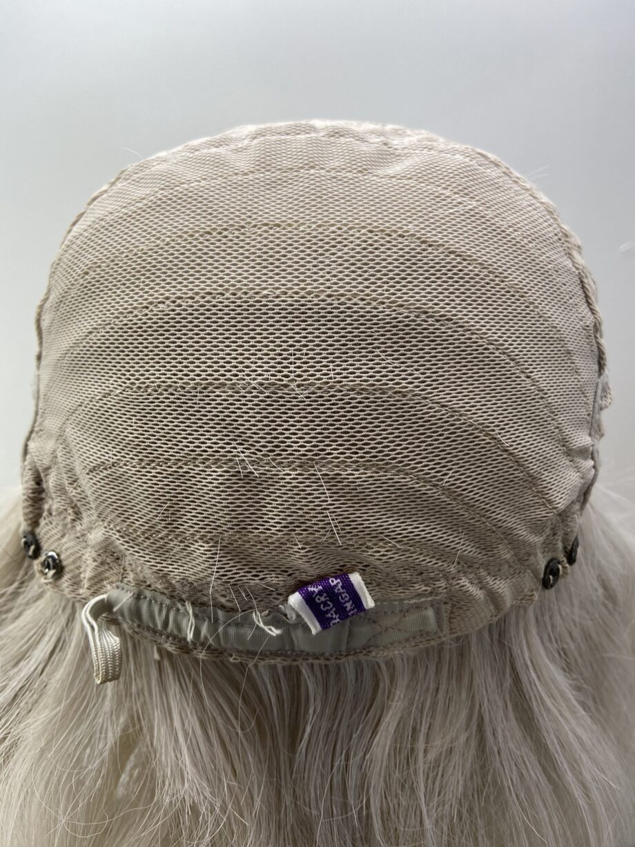 Silver long curly wig. Soft cap. Glc317