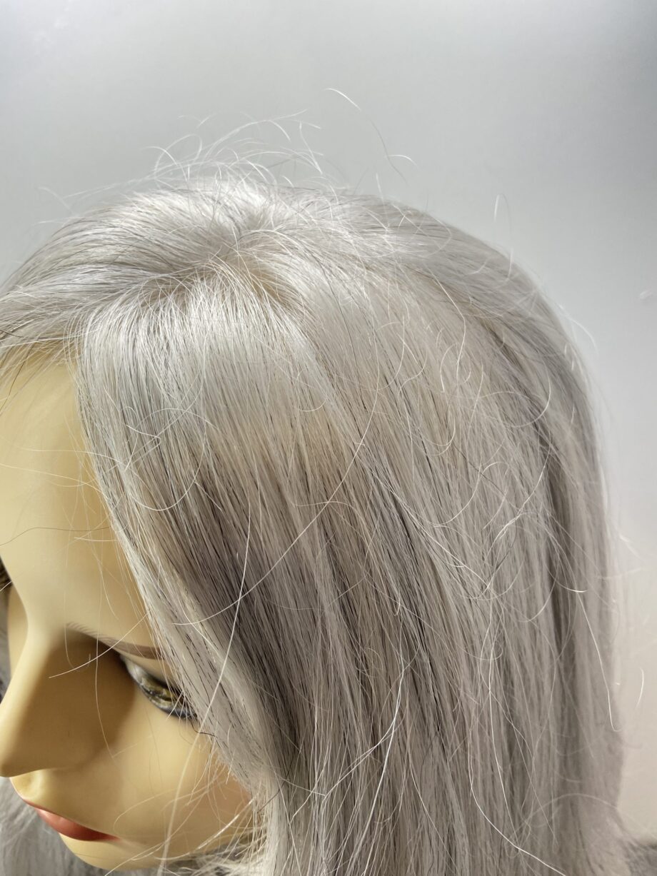 Long silver grey 30%  human hair wig. Bglw251