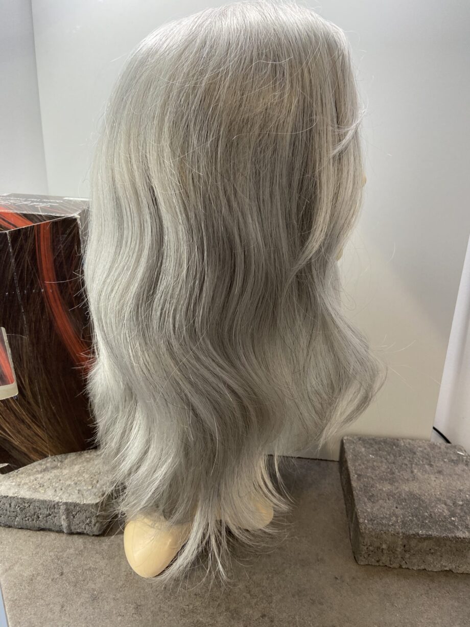 Long silver grey 30%  human hair wig. Bglw251