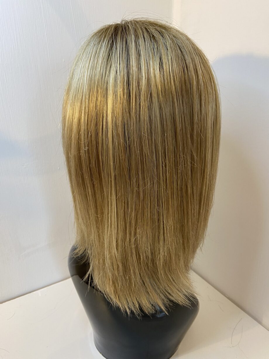 Blonde rooted mid length designer wig. Blms5168