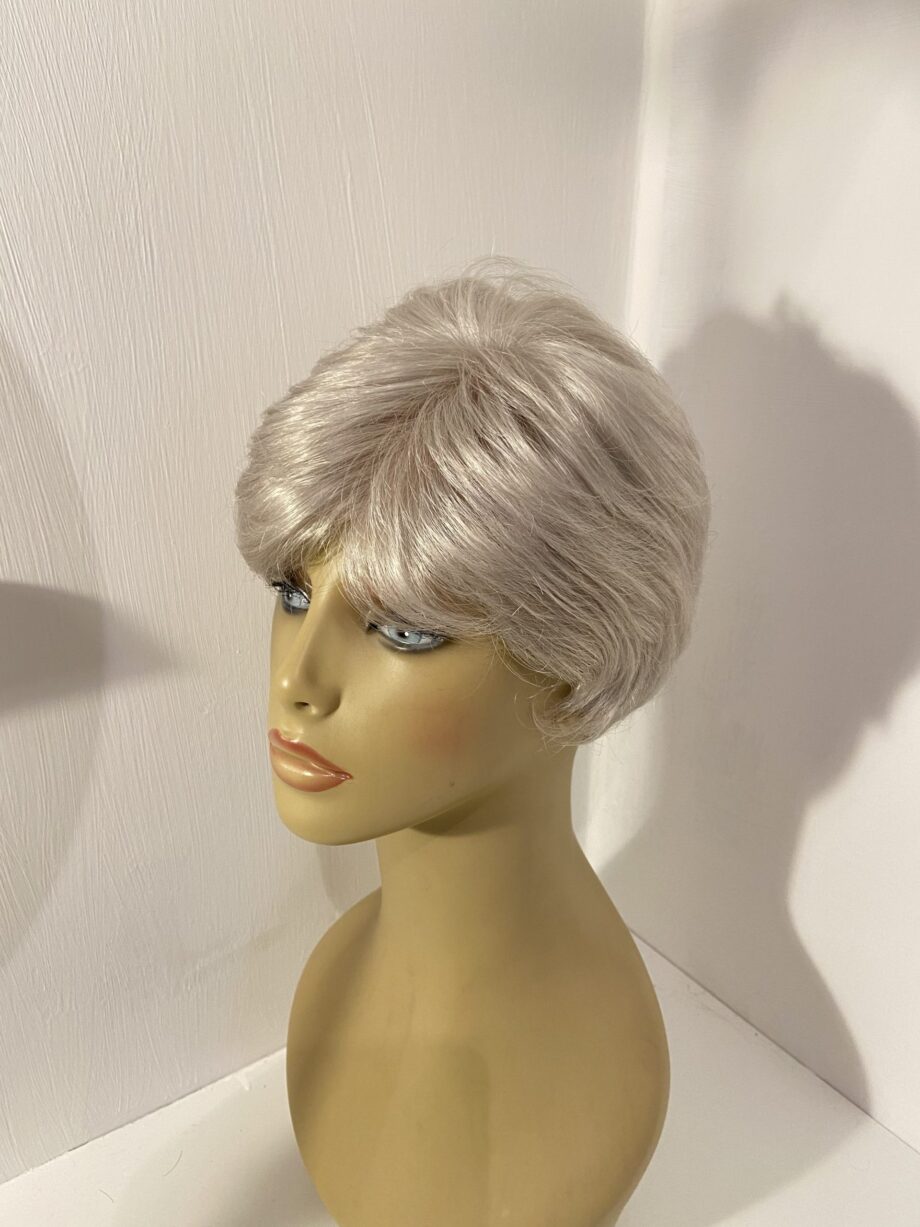 Stylish silver grey soft cap wig. Gsw736