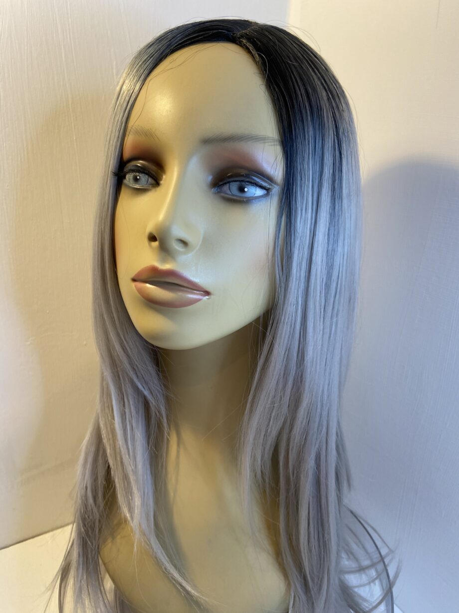 Rooted silver grey long wig. Gls756