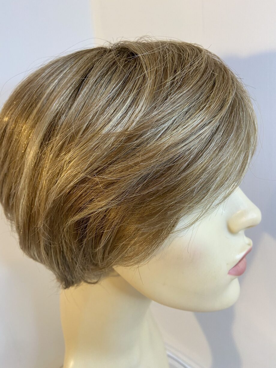 Short blonde/ light brown rooted wig.  Blss598