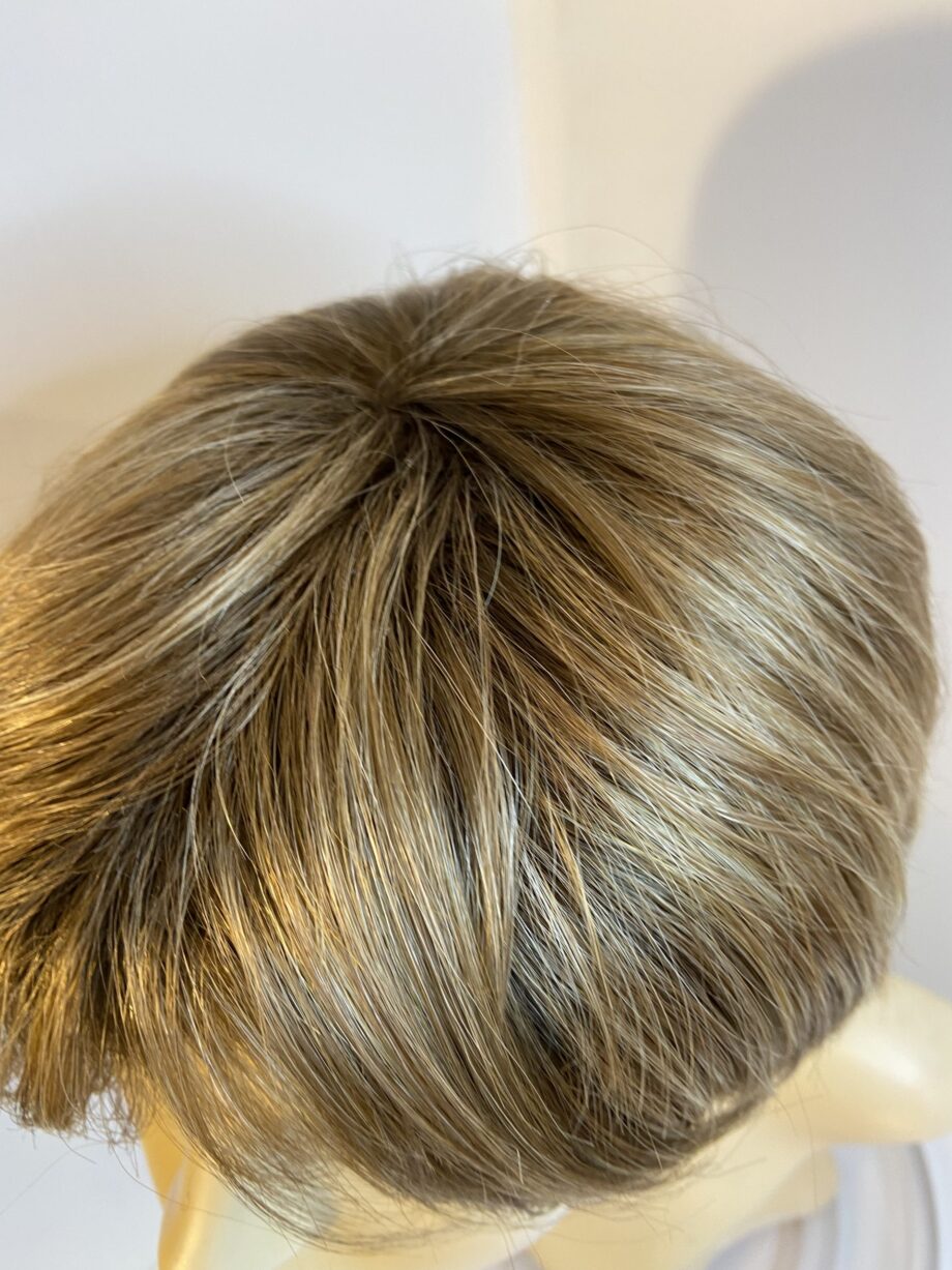 Short blonde/ light brown rooted wig.  Blss598