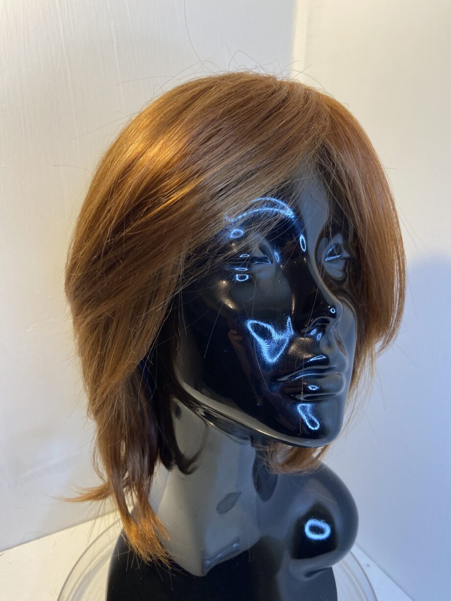 Shiny sleek red mid length wig. Rms524