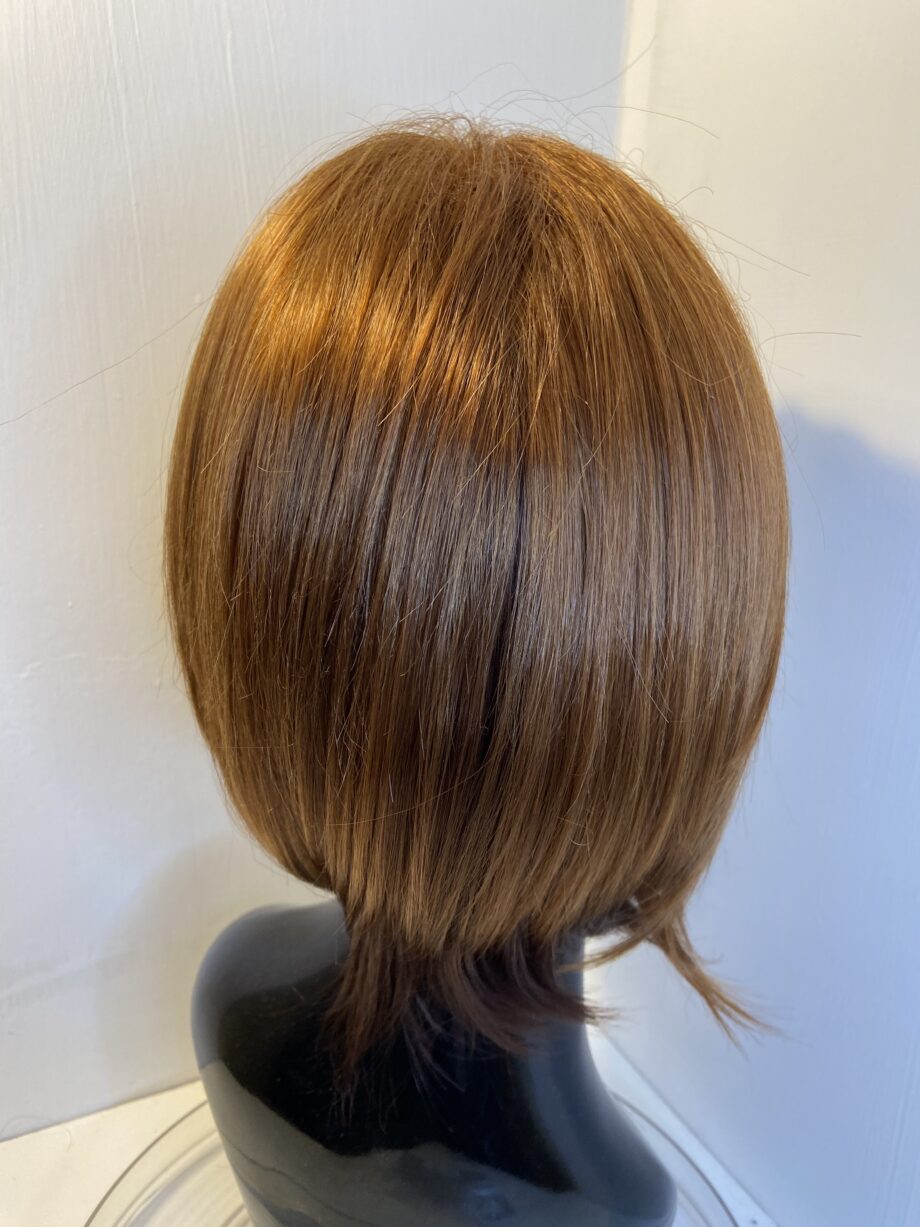 Shiny sleek red mid length wig. Rms524