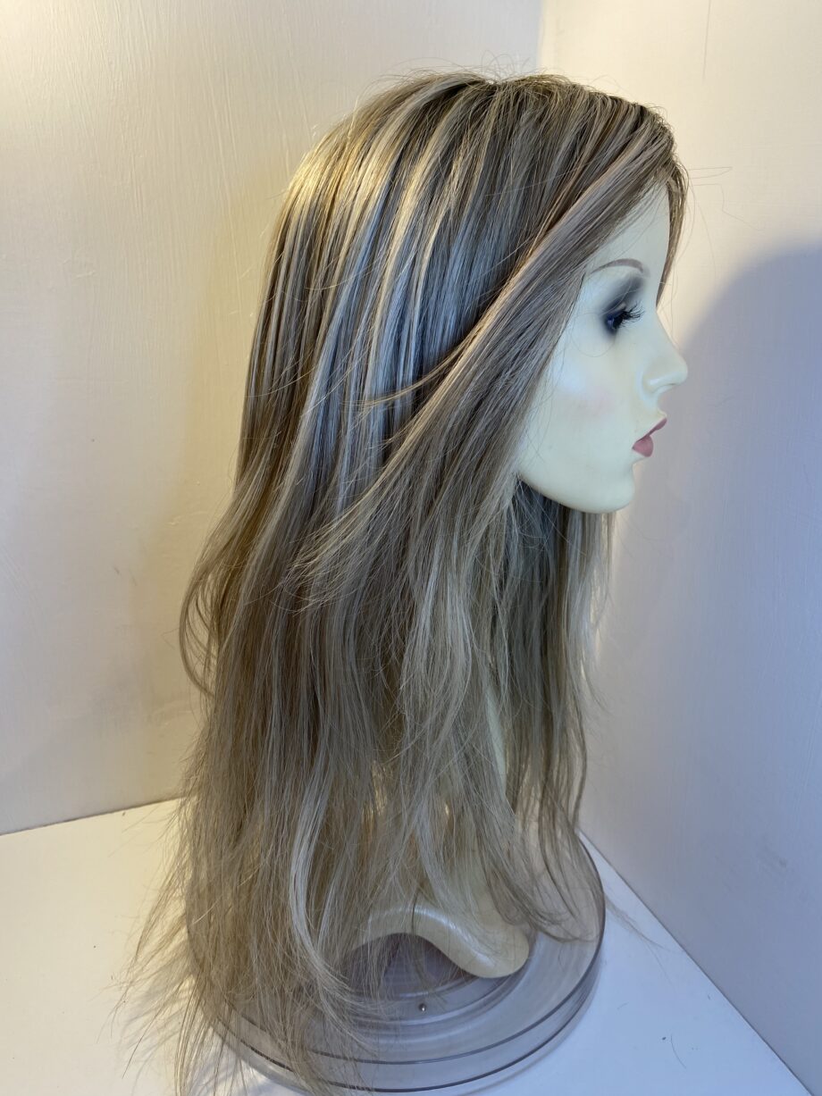 Smart lace soft cap long blonde designer wig. Bblls323