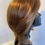Shiny sleek red mid length wig. Rms524