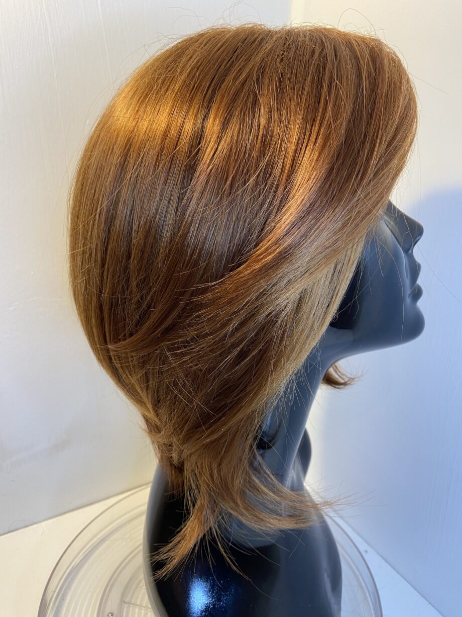 Shiny sleek red mid length wig. Rms524
