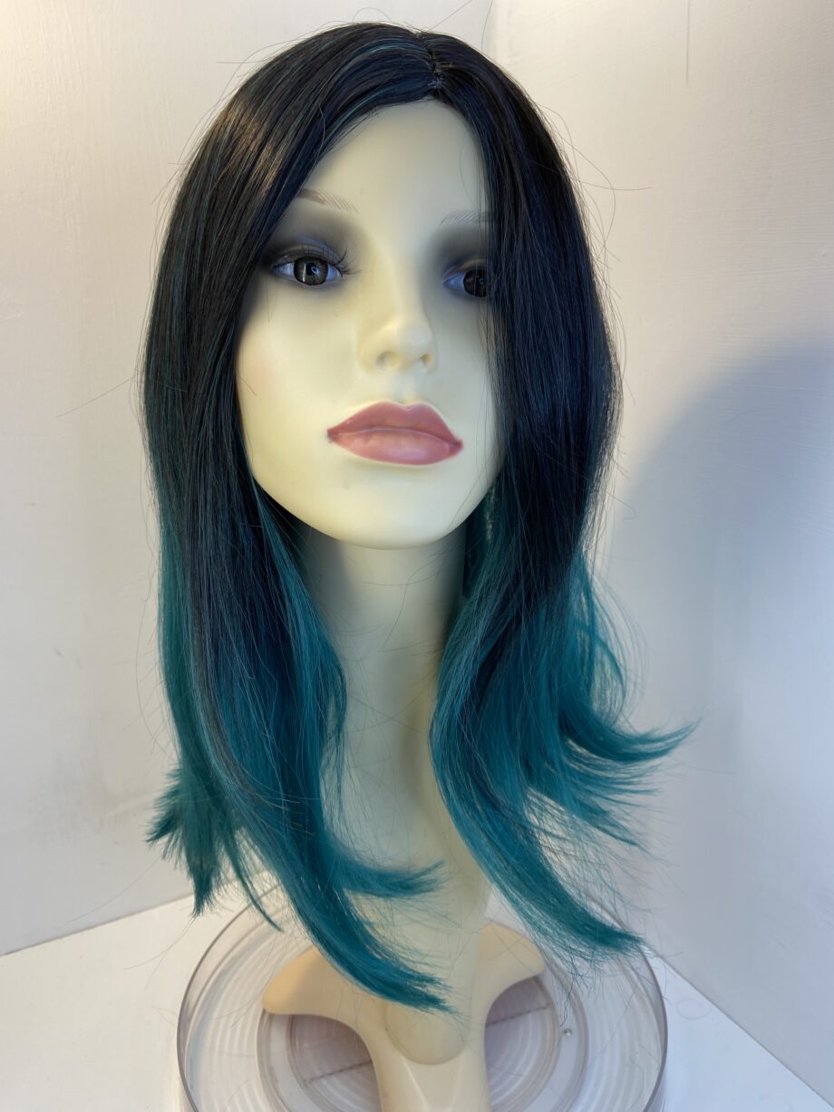 New green blue long black wig. Greenls903