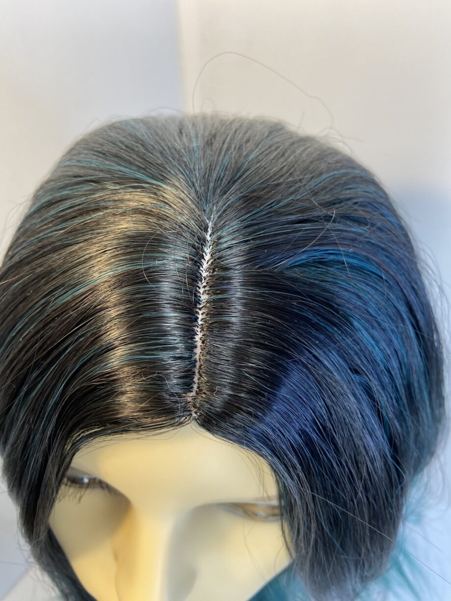 New green blue long black wig. Greenls903