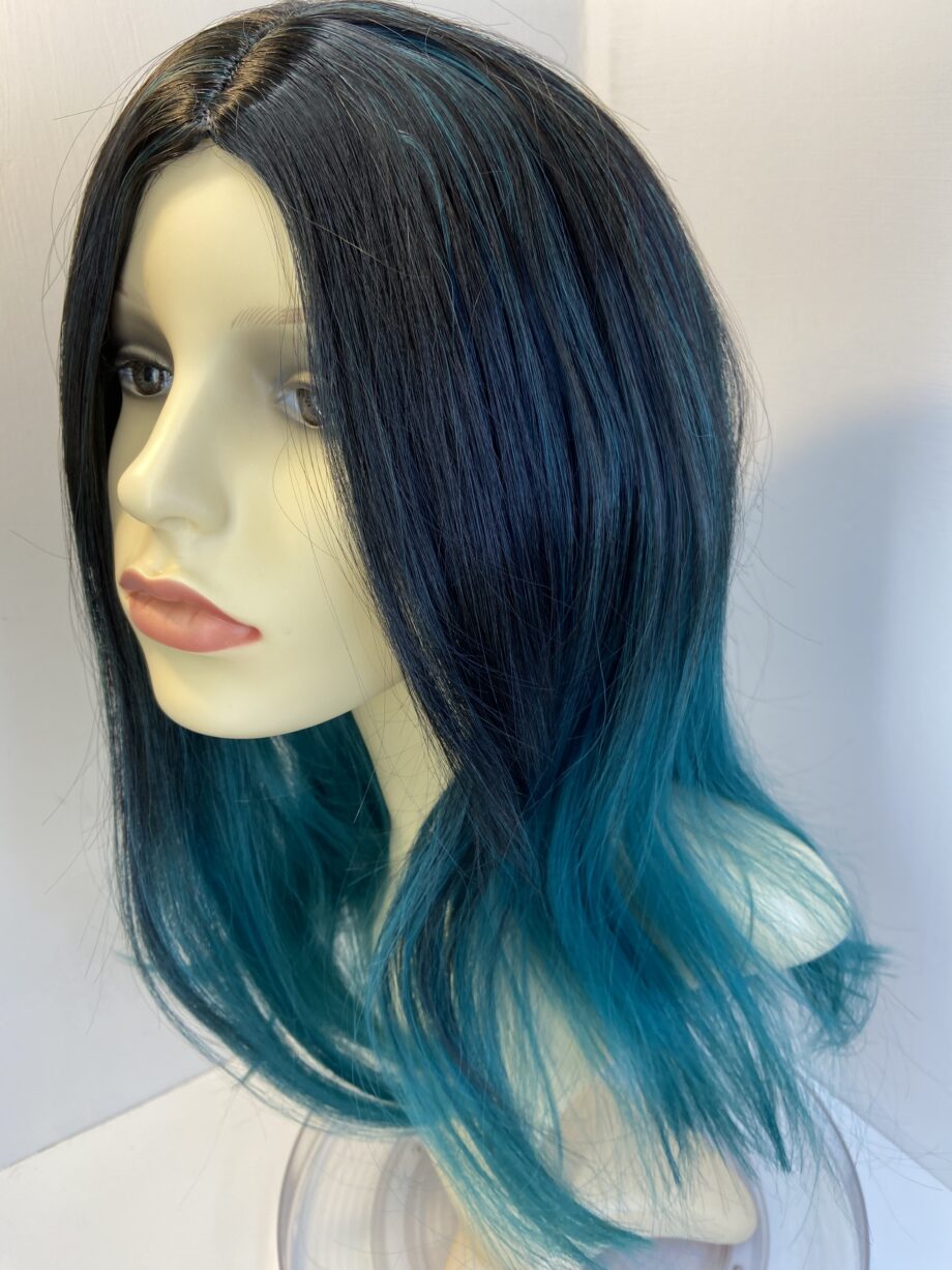 New green blue long black wig. Greenls903