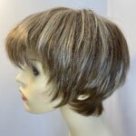 Noriko short blonde highlighted wig. Blss720