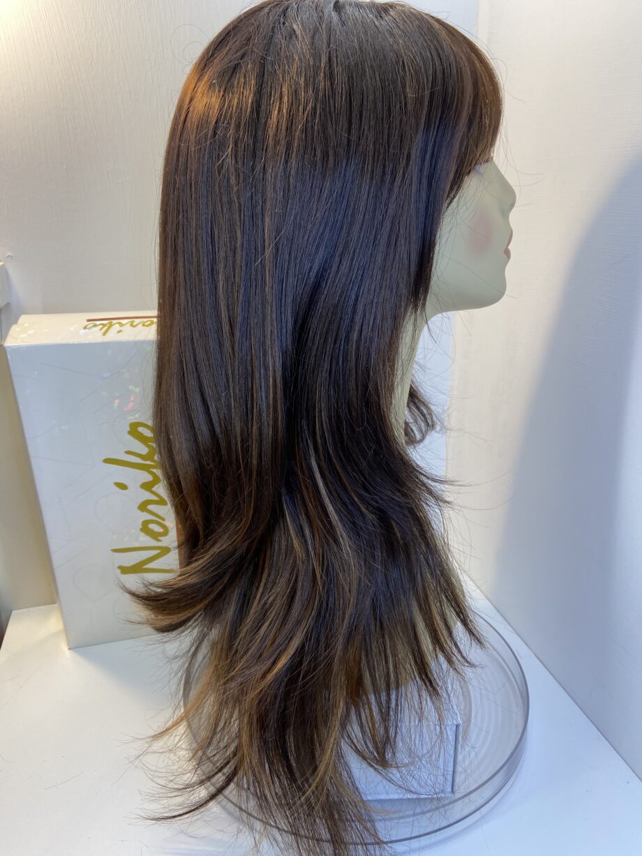 Very long brown highlighted wig. Brls356