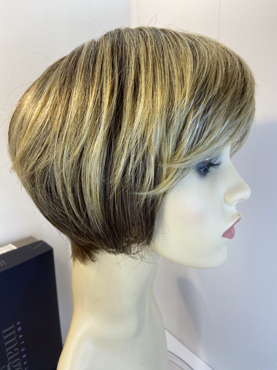 Short highlighted brown natural image wig. Bblss398