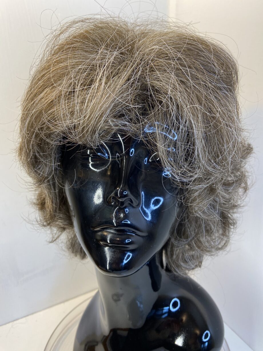 Salt and pepper grey/ brown long curly wig. Glw724