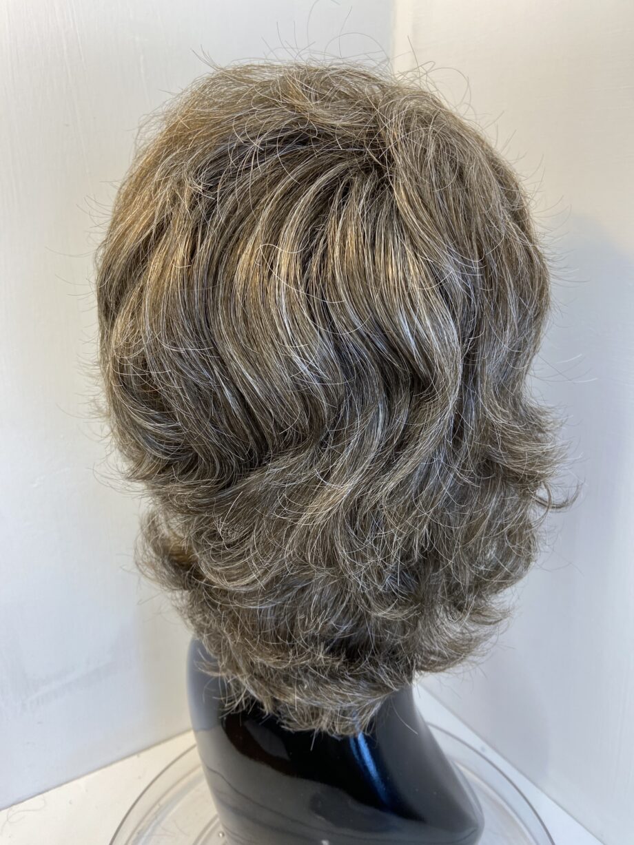 Salt and pepper grey/ brown long curly wig. Glw724
