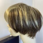 Short highlighted brown natural image wig. Bblss398