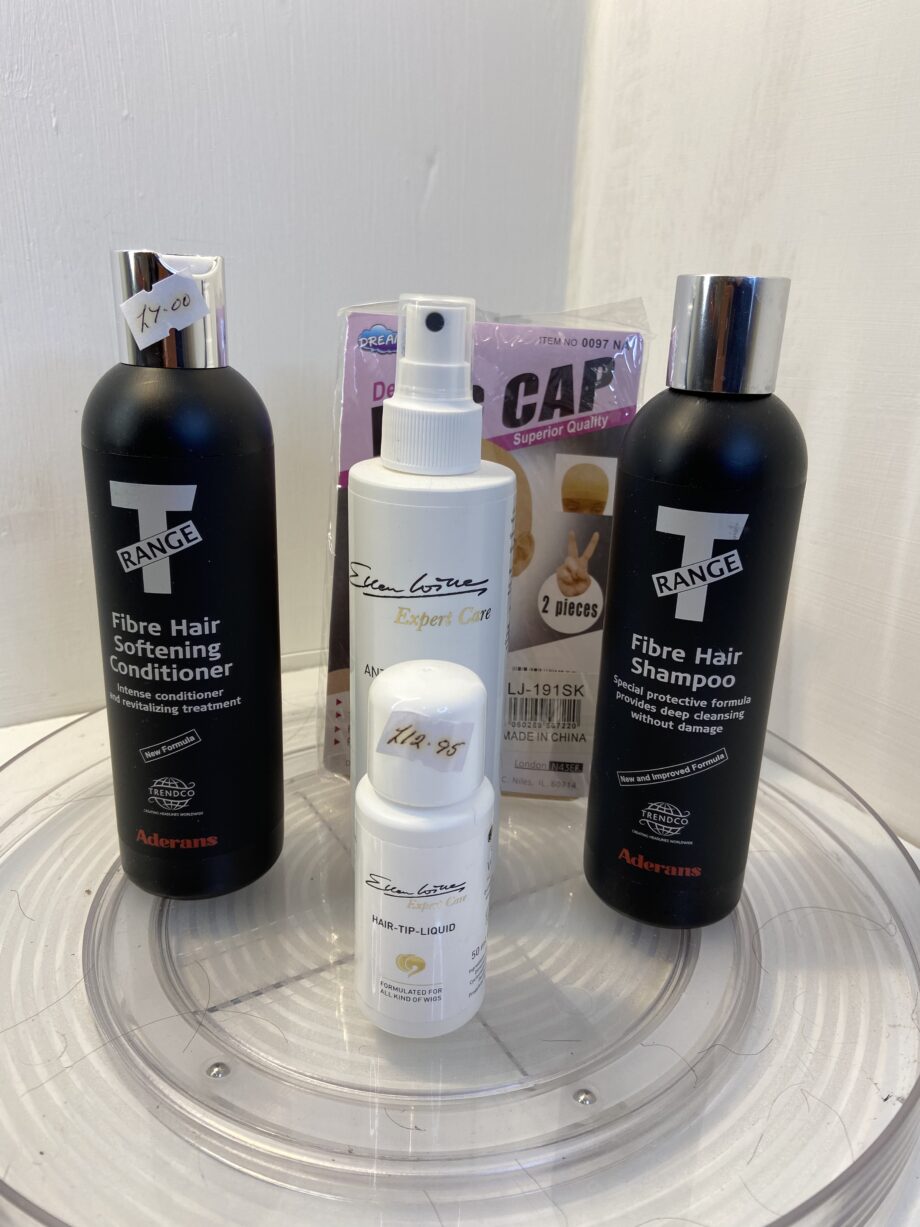 Selection of wig care hair products. 73