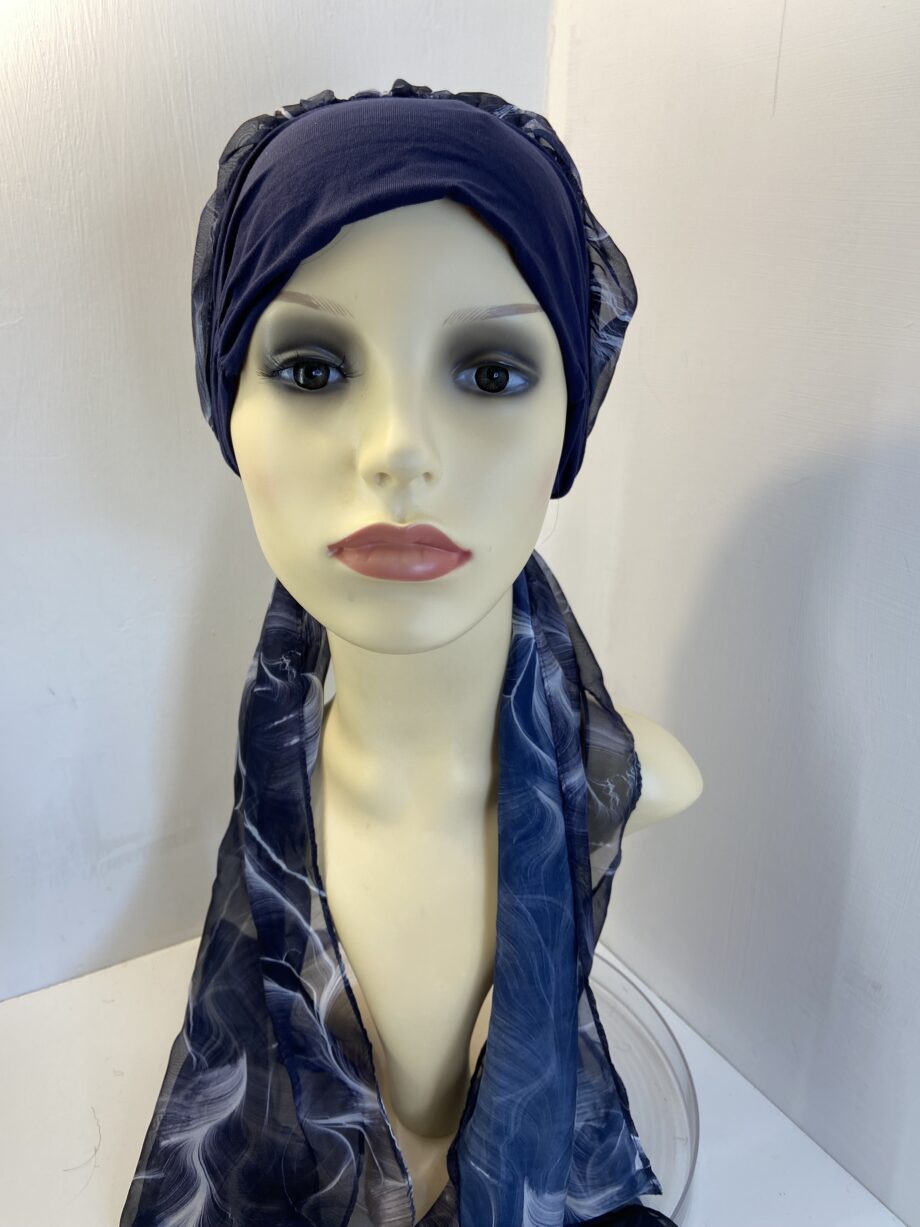 Turban with ribbons navy. 78