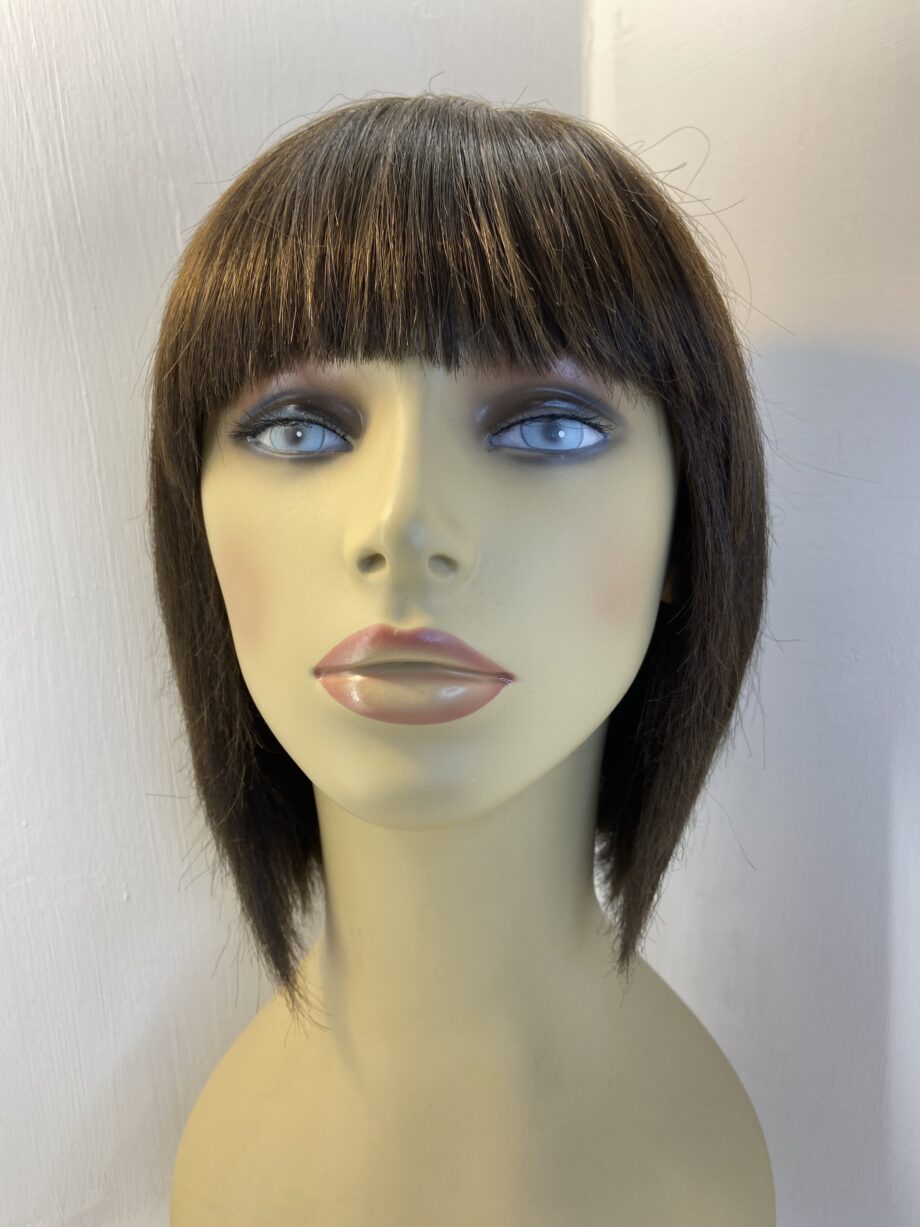 Dark brown shiny Rene of Paris wig. Brms10