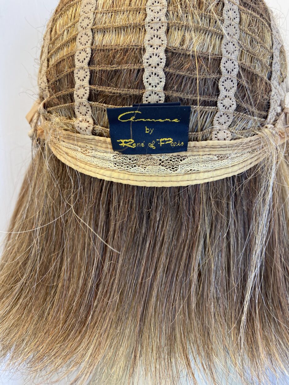 Blonde highlighted Rene of Paris wig. Brms216