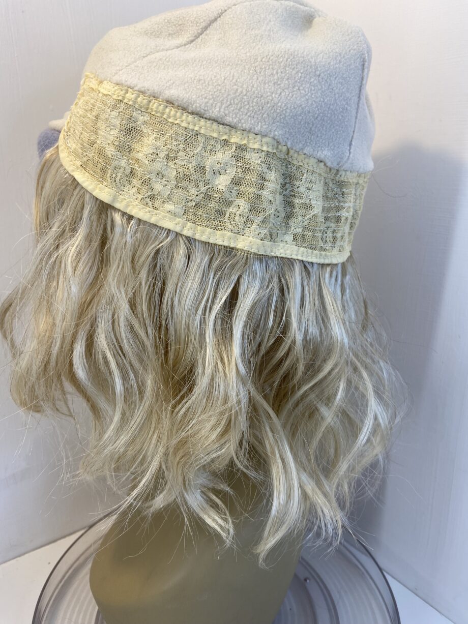 Blonde hair piece with warm hat. Bllc515