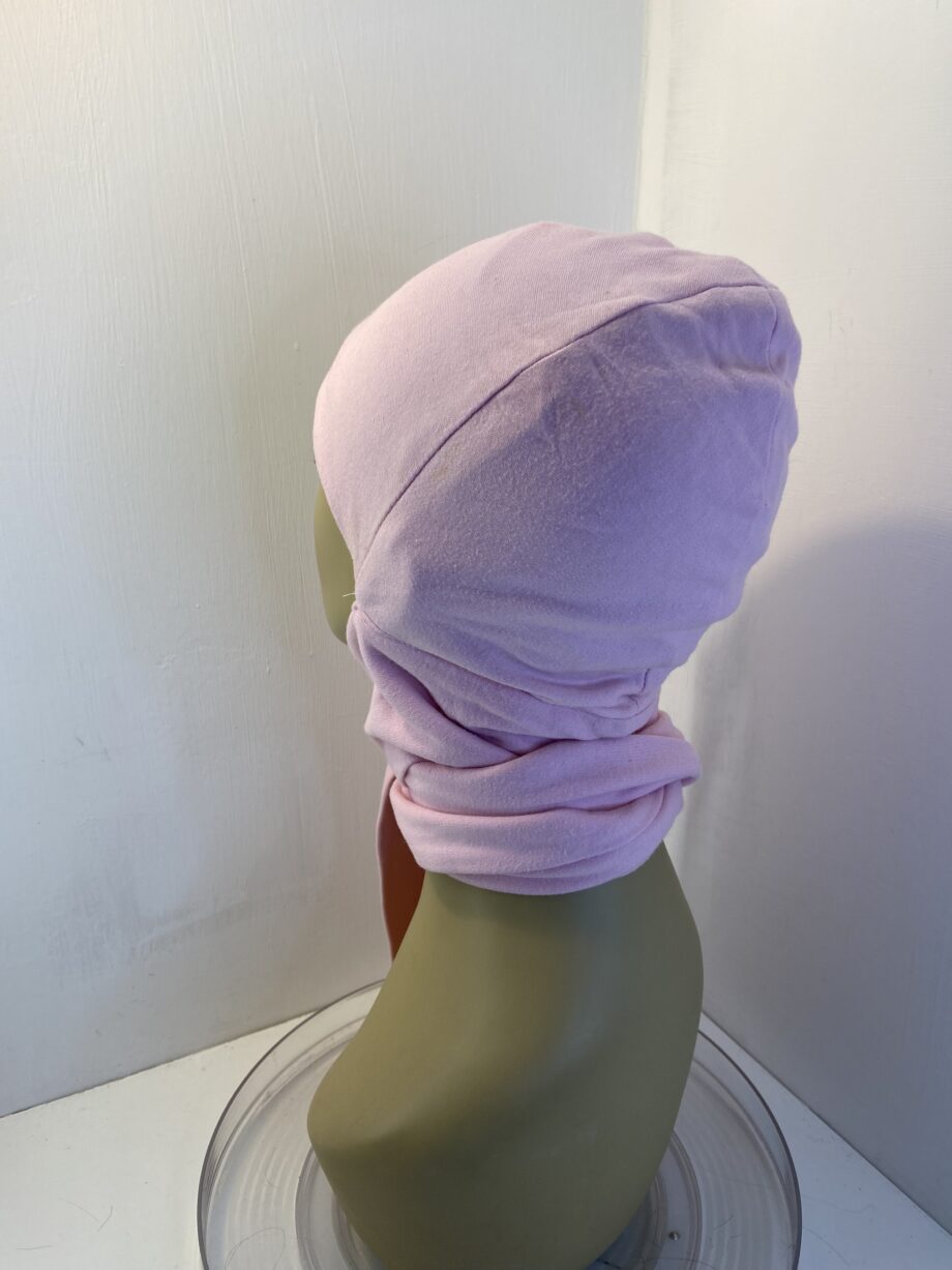 Pink headwear. 110