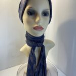 Grey with pattern headwear. 111