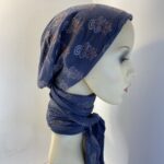 Grey with pattern headwear. 111