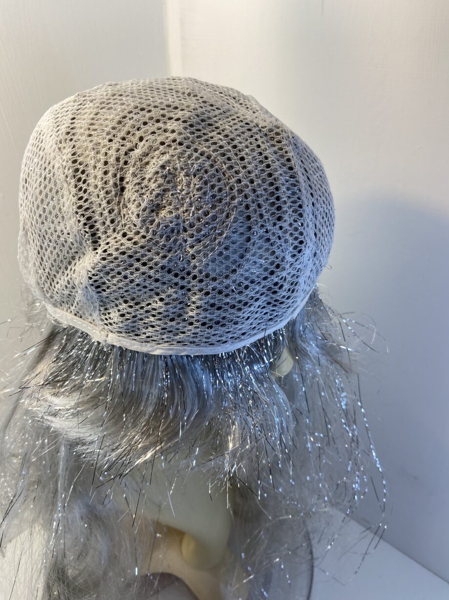 Fun silver sparkling grey long wig. Silver 723