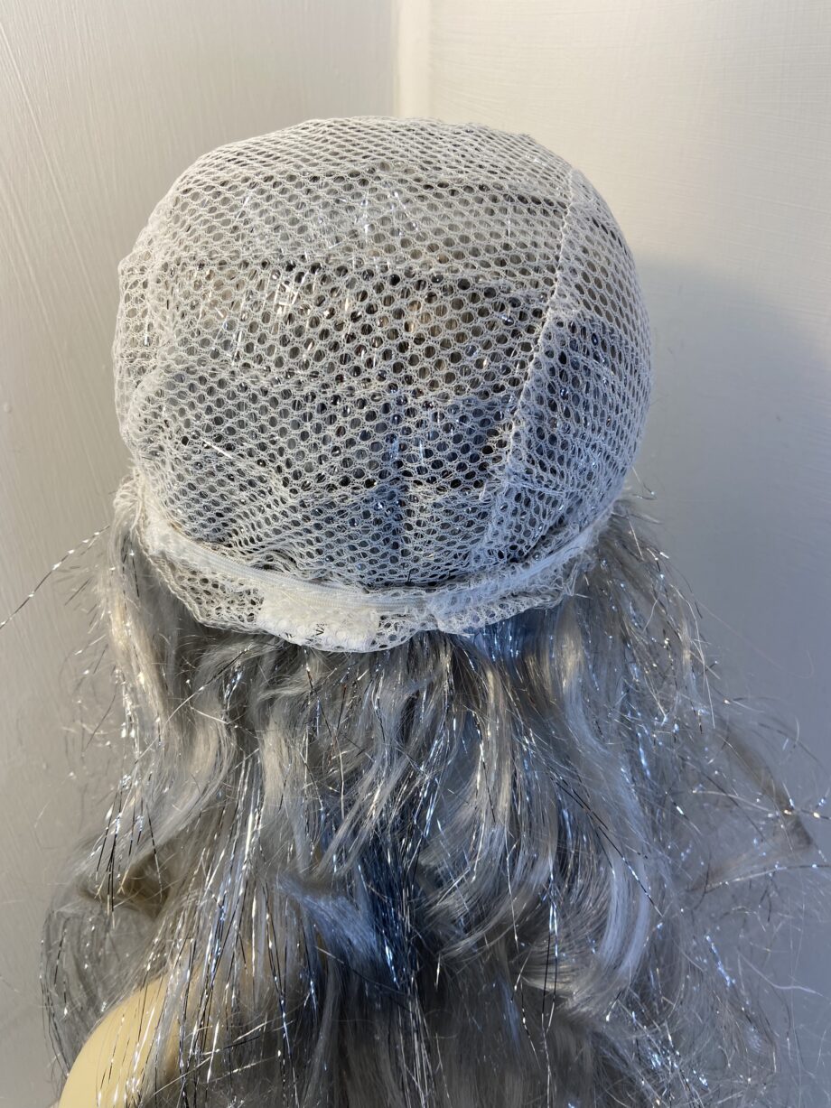 Fun silver sparkling grey long wig. Silver 723