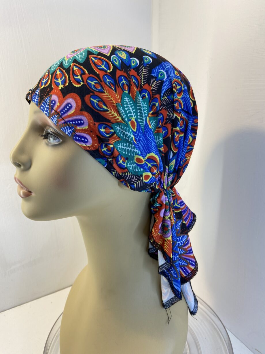 Colourful head scarf. 118
