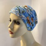 Blue floral hat. 122