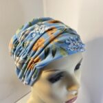 Blue floral hat. 122