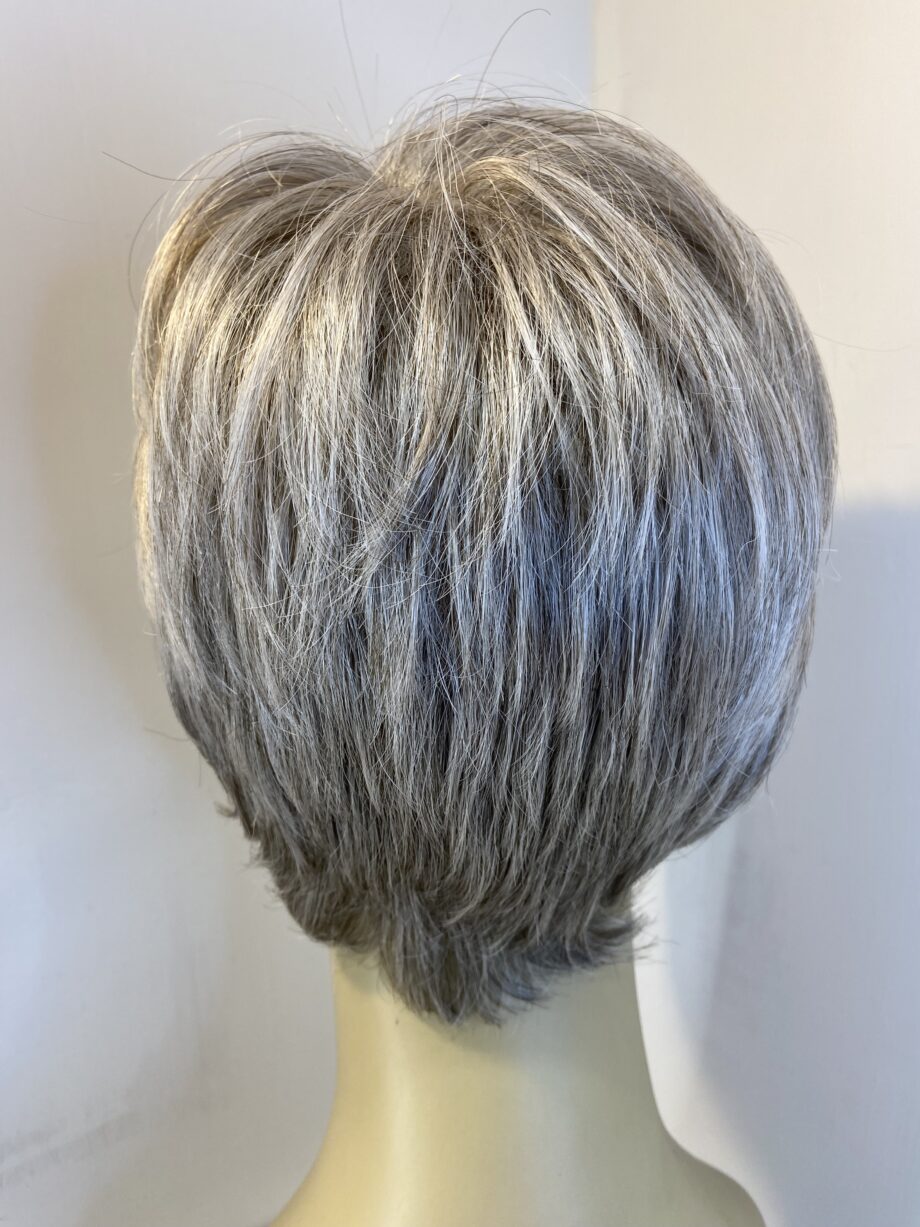 New silver grey white flash soft cap wig. Gss731