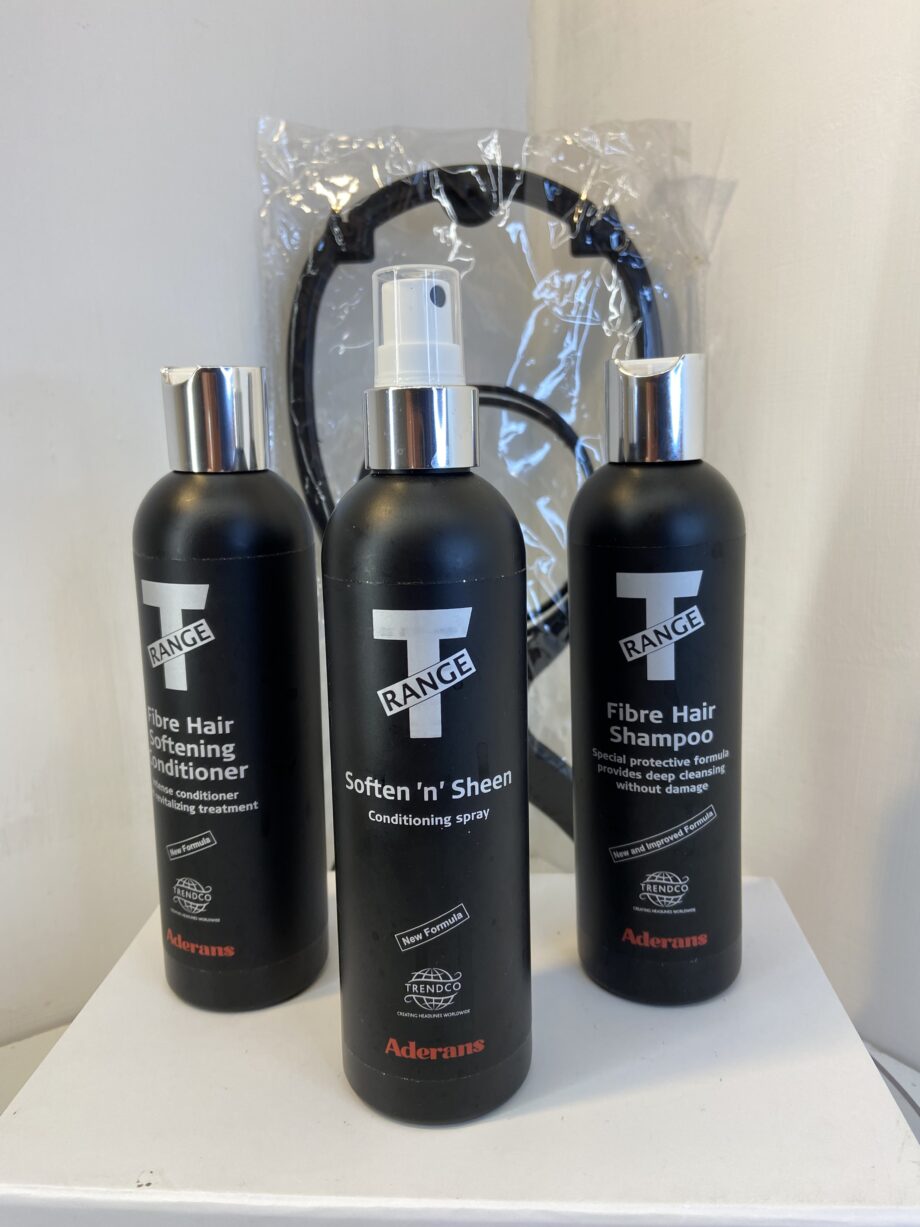 Wig care products and stand 129