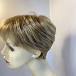 Honey blonde short designer wig. Blss45