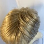 Honey blonde short designer wig. Blss45