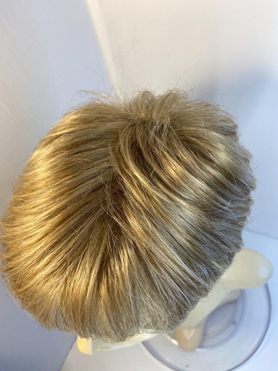 Honey blonde short designer wig. Blss45