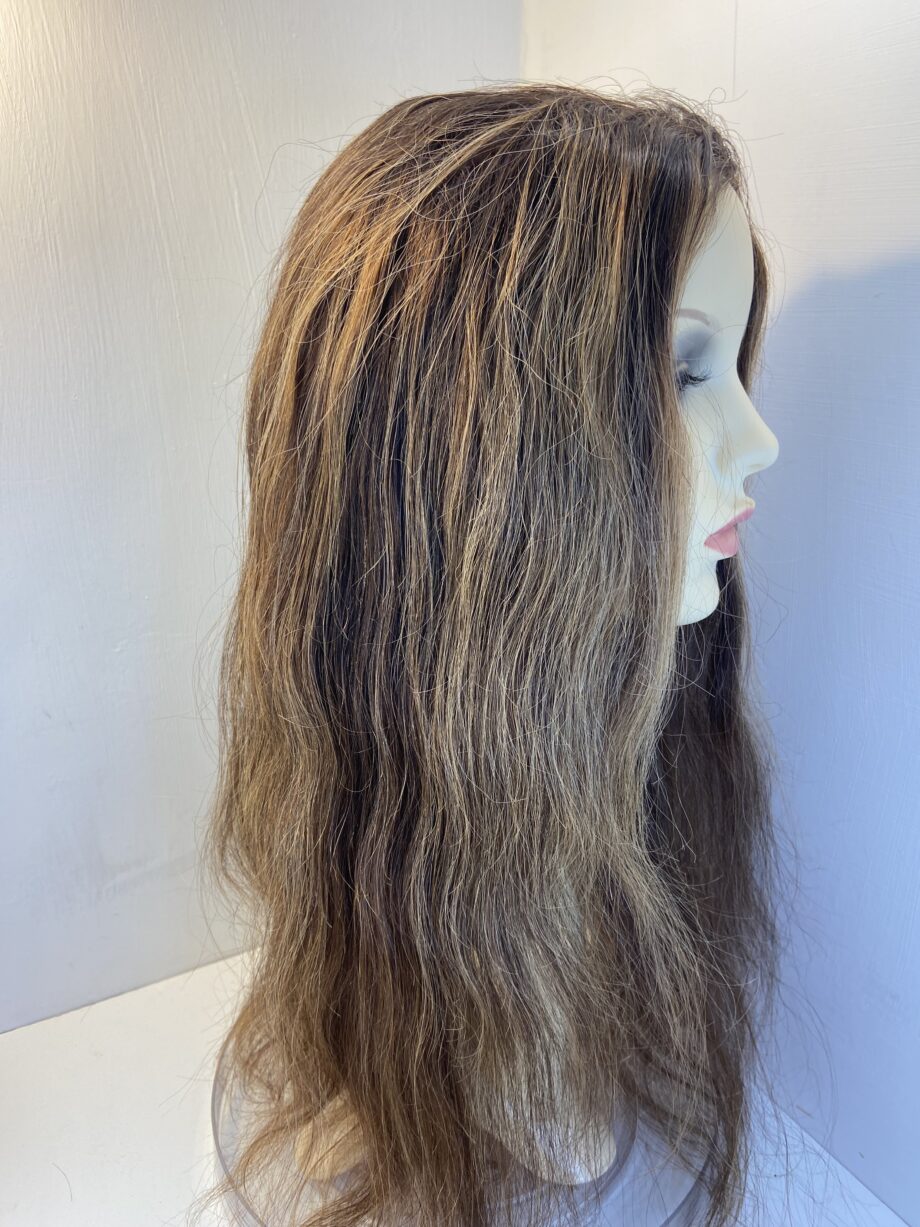 Human hair long brown wig. Brlw737