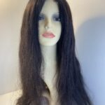 Human hair long dark brown wig. Brlw738