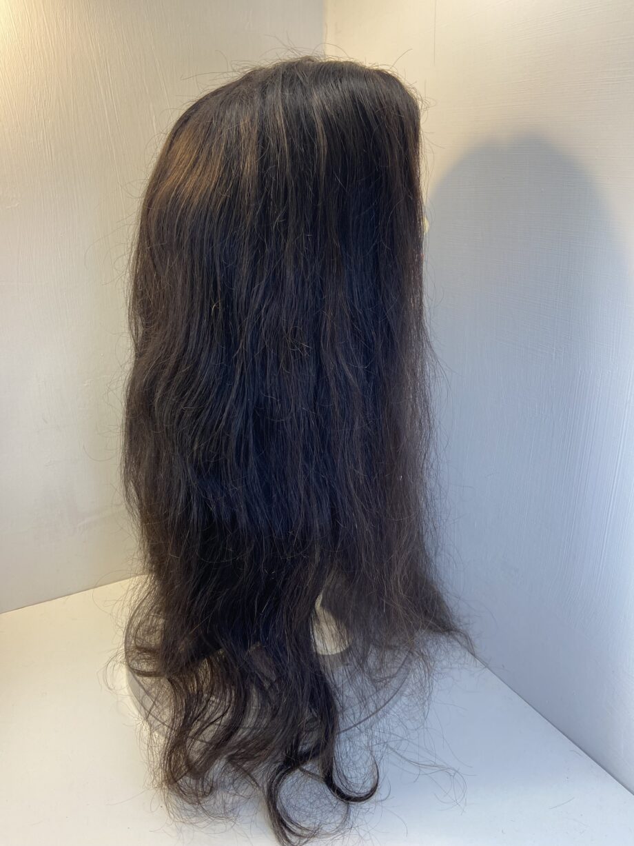 Human hair long dark brown wig. Brlw738